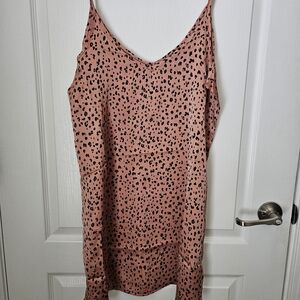 Zenana - Coral Leopard Print Slip Dress Size L